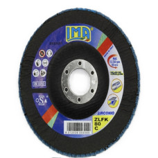 Круг пелюстковий конусний по нержавіючій сталі та металу, цирконієвий, Zlfk Zirc Conico 125×22,23 мм P80, Ima Abrasivi