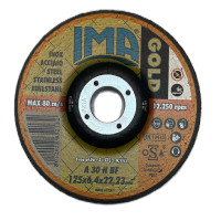 Круг зачистный с вогнутым центром по нержавеющей стали и металлу, оксид алюминия, Inox Gold, 125x6,4x22 мм, Medium, Ima Abrasivi